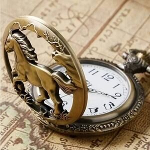 Horse Horses Pocket Watch Stallion Bronze Christmas Birthday Valentines Gift NEW